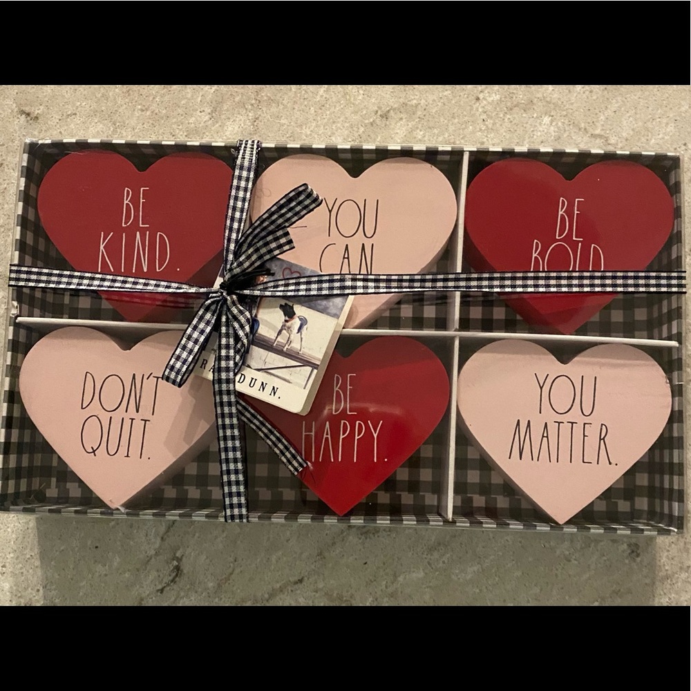 Rae Dunn Valentine wood hearts wooden